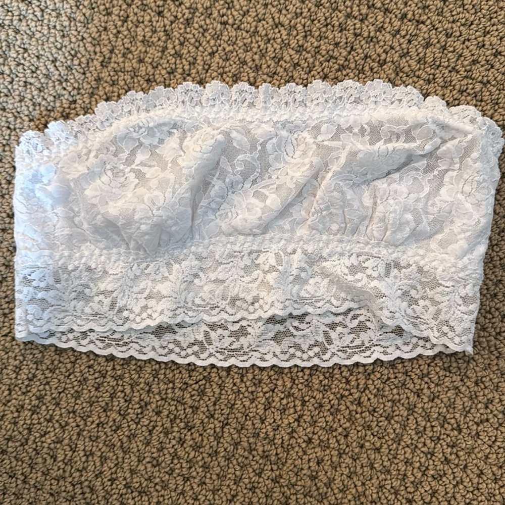 Hanky Panky white Lacey Bandeau Bralette Lingerie Size Large